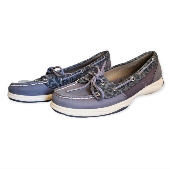 Sperry Angelfish Boat Shoes Grey Animal 